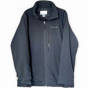 Columbia Mens Black Softshell Zip Front Jacket Medium Heavyweight Wind Resistant